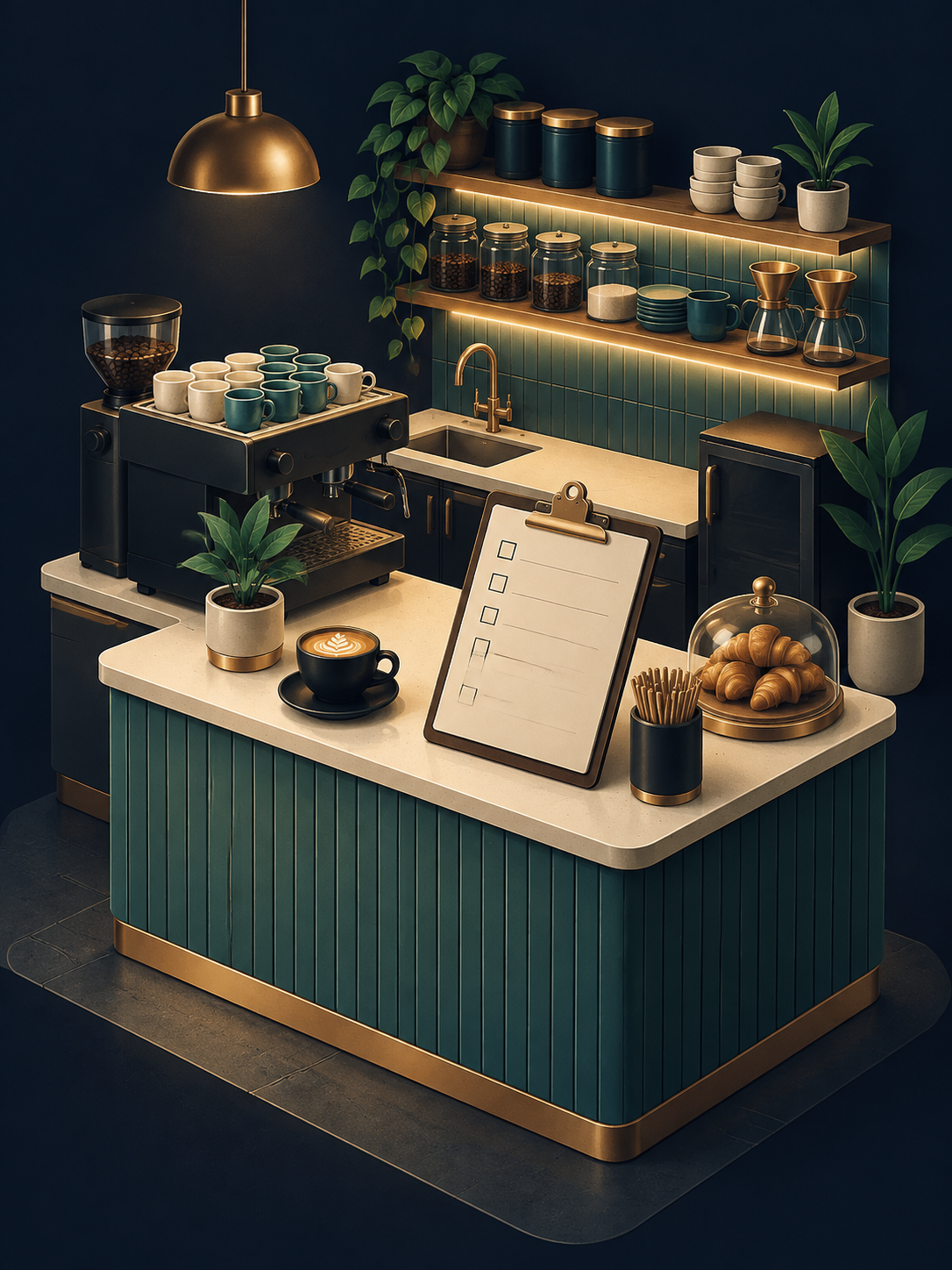 Coffee-counter illustration from the sample SOP